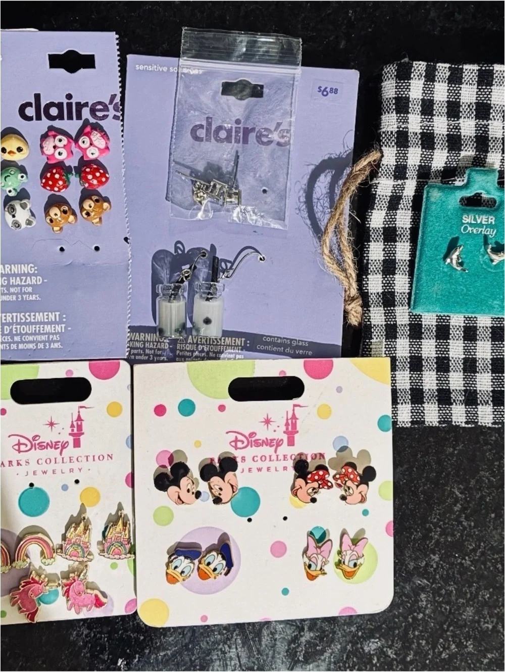 Disney Kids Character Earring Pack - Pink, Purple, Teal, Silver